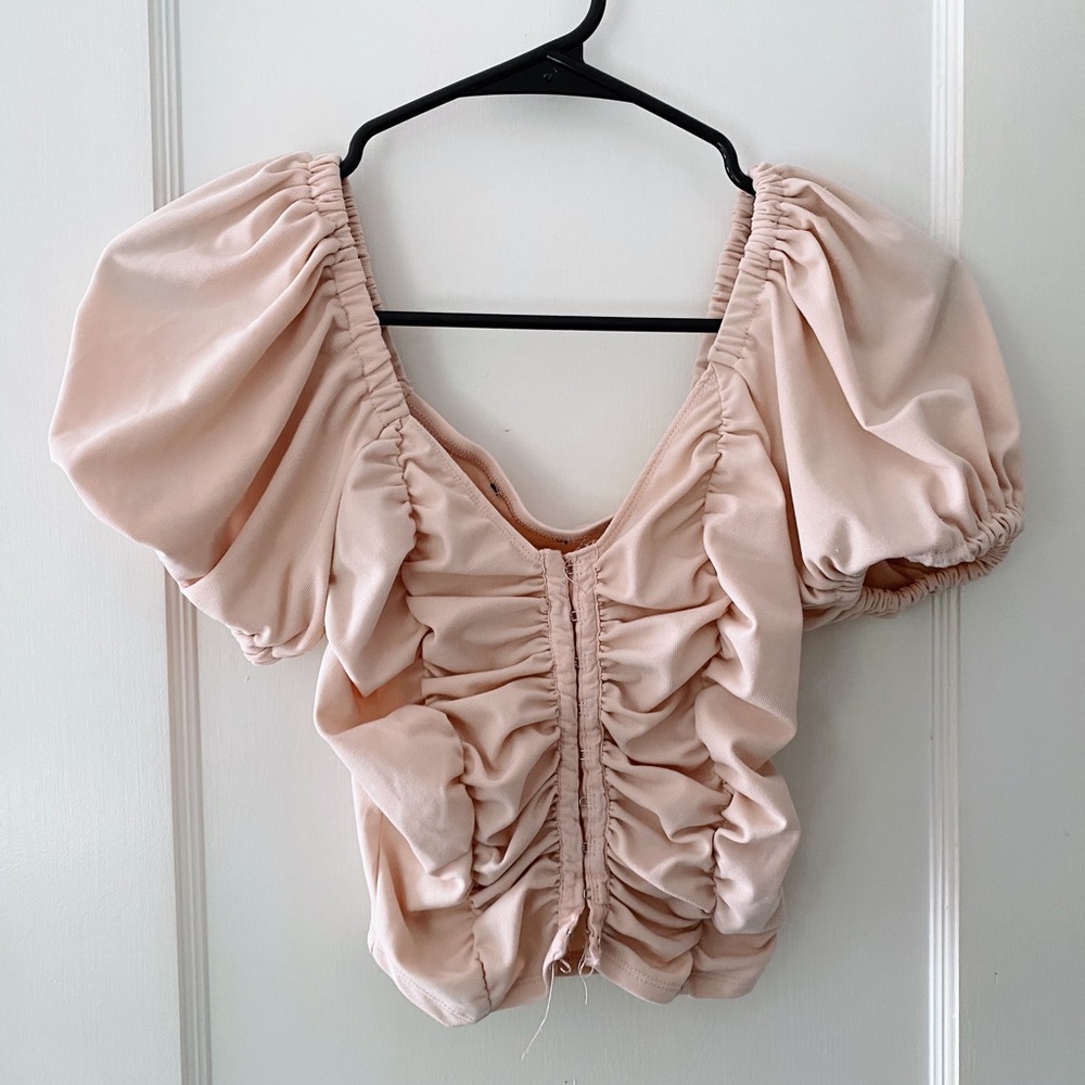 Pink ruffled crop top